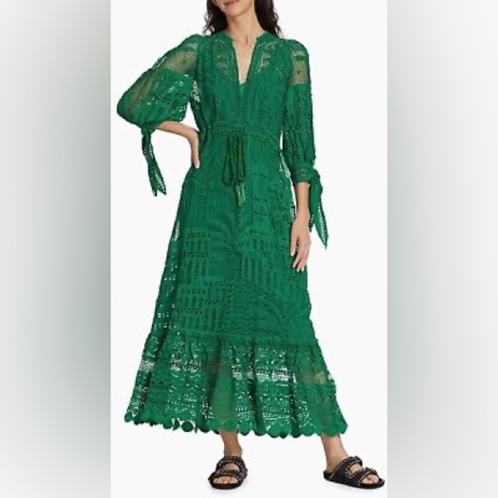 FARM Rio Emerald Green Crochet Maxi Dress - Picture 3 of 5